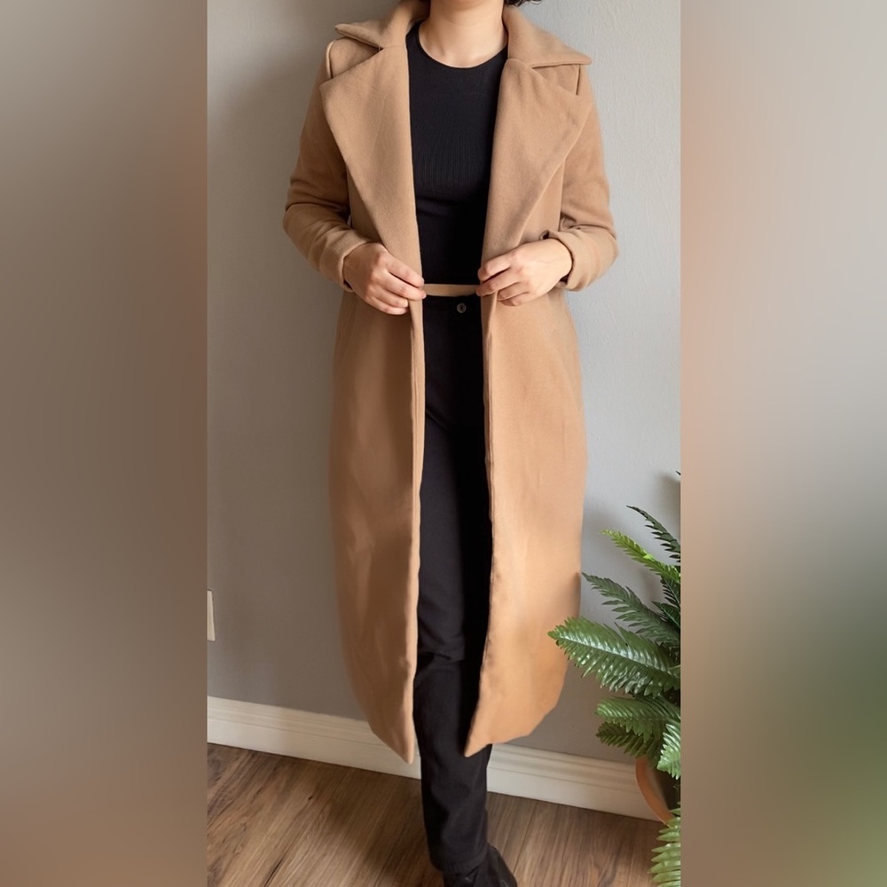 Ankle length overcoat in Camel, size XS/S
